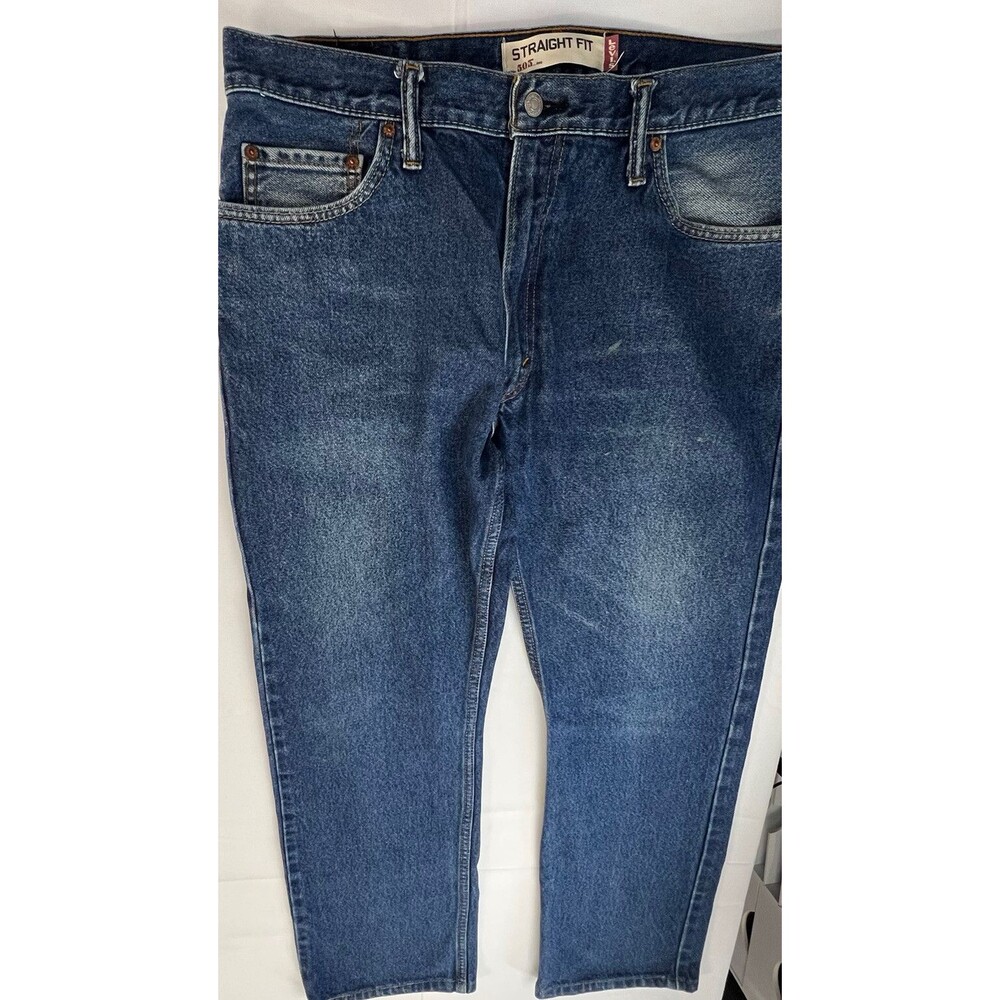 Levis Mens 505 Straight Leg Medium Wash 5 Pocket Denim Blue Jeans Size 36x31